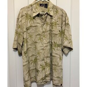 Alpine Design Mens Tropical Green Palm Tree Island Print Button Down Shirt